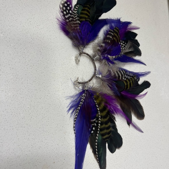 Hand Crafted Purple and Black Feather Hair Clip - Picture 2 of 3